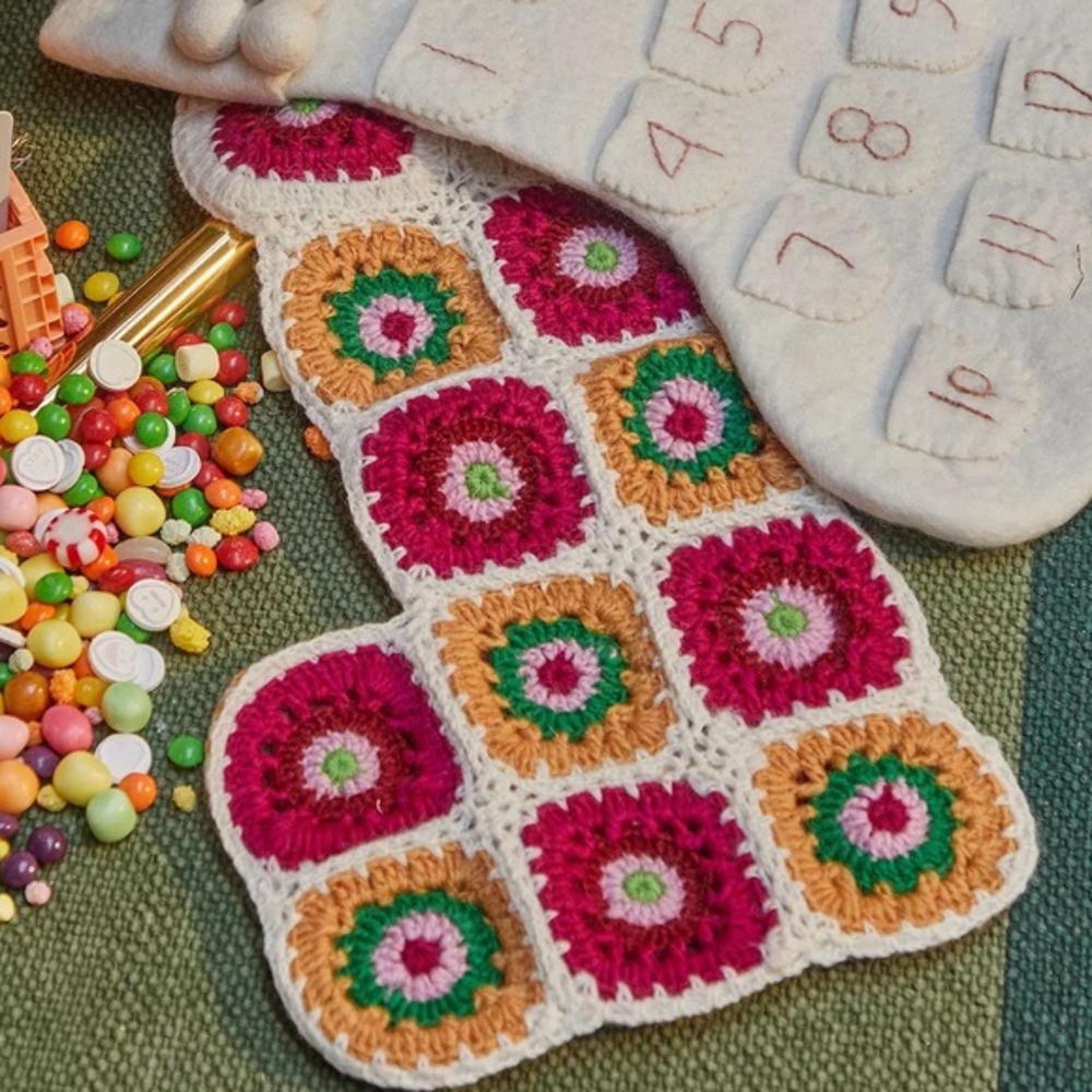 Granny Square Crochet Stocking